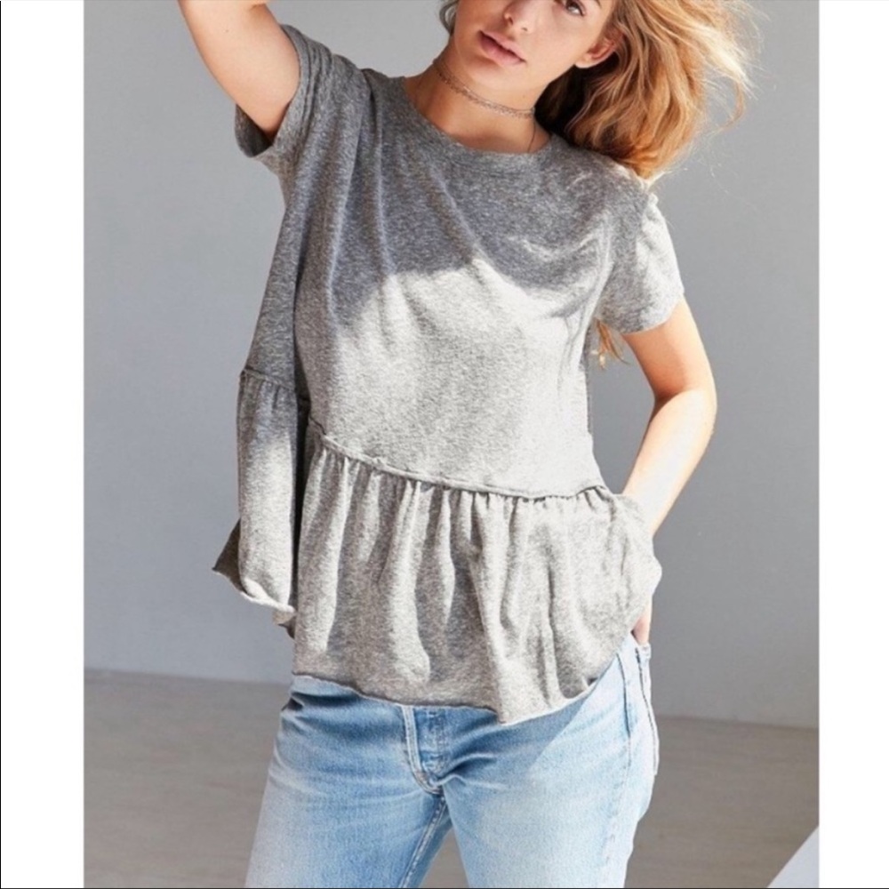 Truly Madly Deeply Gray Heathered Peplum Top